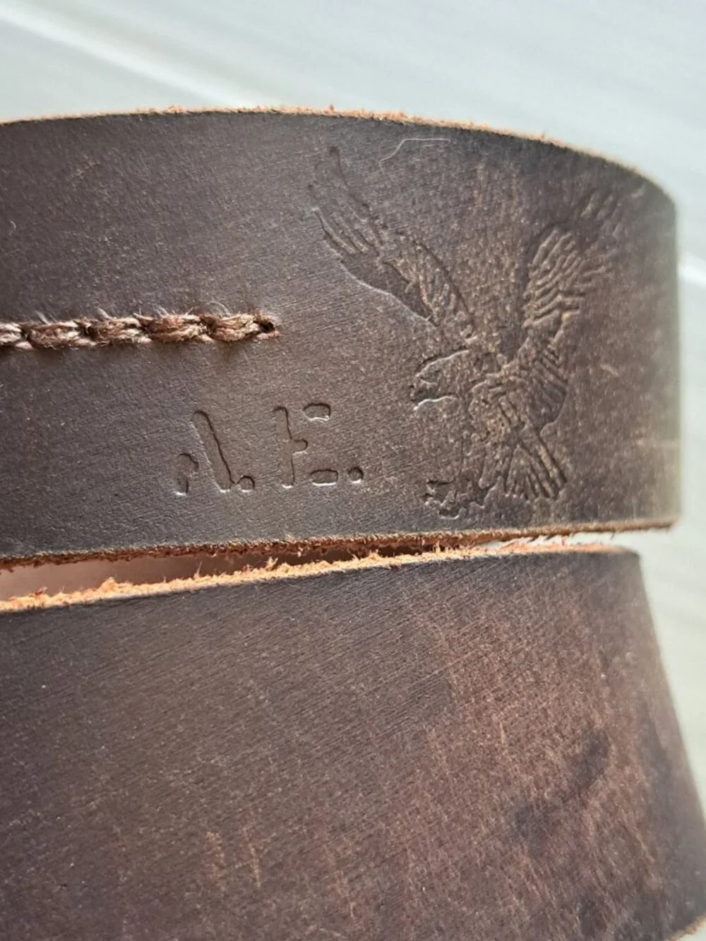 American Eagle Outfitters Mens Brown Leather Belt Metal Buckle Size 32 Retro